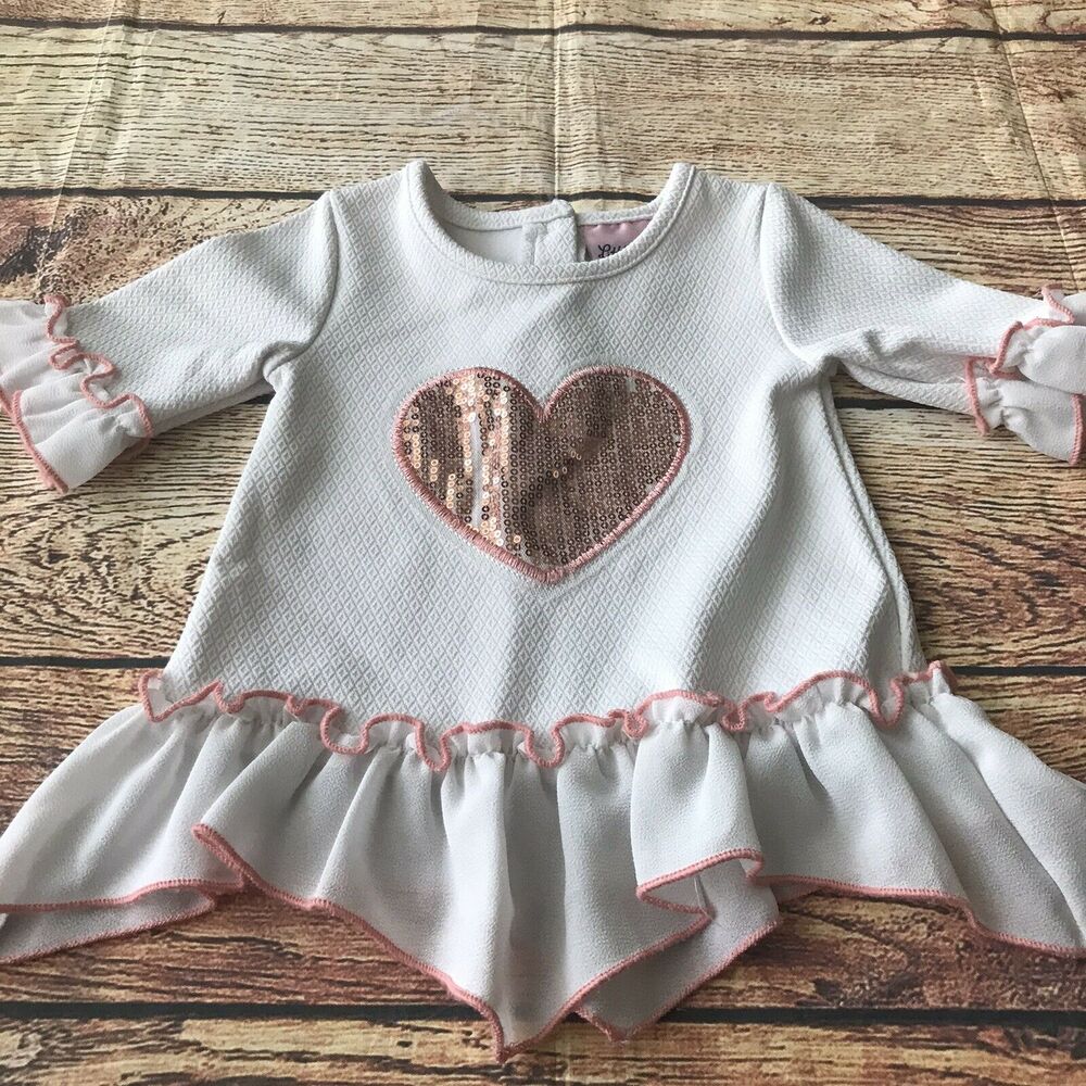 Little Lass Shirt 12 Months Sequin Heart Baby Girls'